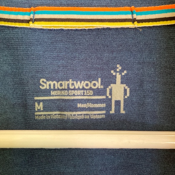 Smartwool. Sport 150 Colorblock. 1/4 Zip. Merino. Poly. Gray. Blue. Men Medium - Picture 3 of 6